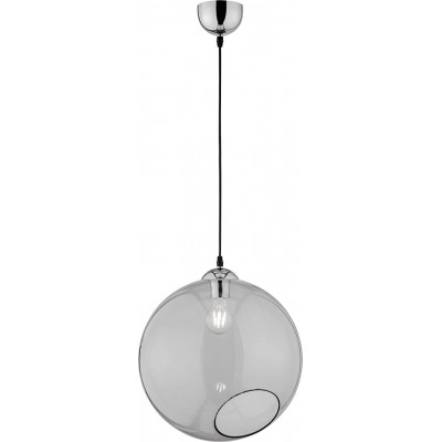 Lampe à suspension Reality 42W Façonner Sphérique 150×35 cm. Salle, salle à manger et chambre. Style moderne. Cristal et Métal. Couleur chromé