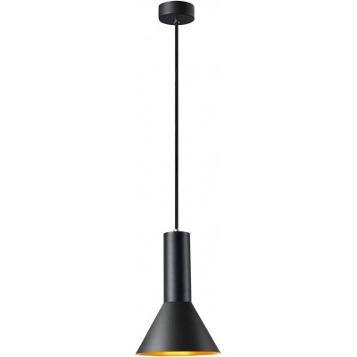 Lampe à suspension 23W Façonner Conique 34×19 cm. Salle, salle à manger et chambre. Style moderne. Aluminium. Couleur noir