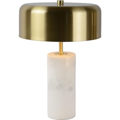 Tischlampe 21W Zylindrisch Gestalten 30×25 cm. Wohnzimmer, esszimmer und empfangshalle. Jahrgang Stil. Metall, Textil und Marmor. Golden Farbe