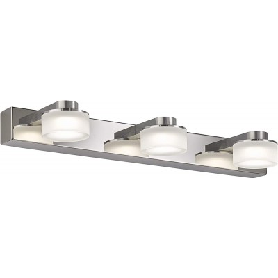 Luz de parede interna 8W 46×13 cm. Foco triplo Pmma e metais. Cor cromado