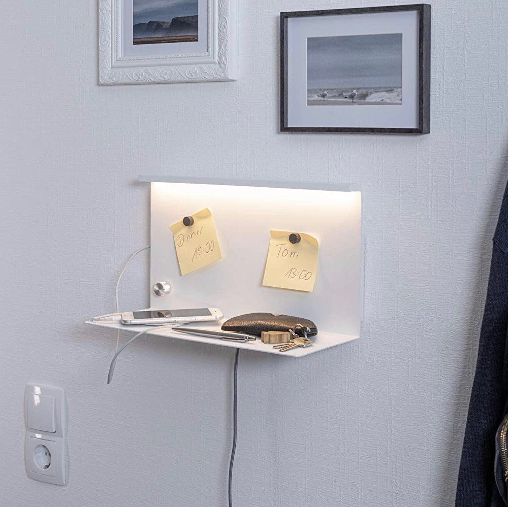129,95 € Envío gratis | Aplique de pared interior 4W 3000K Luz cálida. 35×20 cm. LED regulable. Bandeja portaobjetos Metal. Color blanco
