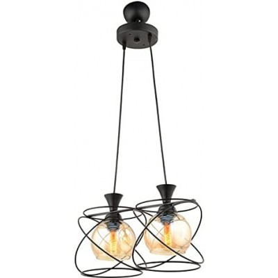 Lampe à suspension 60W Façonner Sphérique 100×38 cm. 2 points lumineux Salle, salle à manger et hall. Cristal, Métal et Verre. Couleur noir