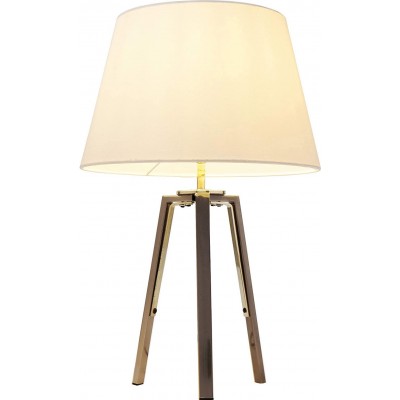 Lampe de table 40W Façonner Conique 54×25 cm. Trépied de serrage Salle, salle à manger et hall. Style industriel. Acier et Bois. Couleur blanc