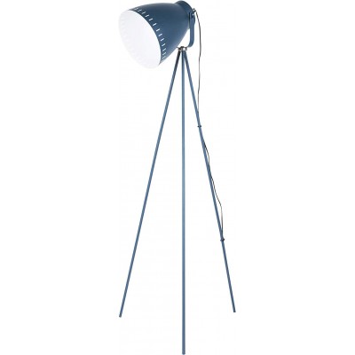 Floor lamp 40W Conical Shape 145×64 cm. Placed on tripod Living room, bedroom and lobby. Metal casting. Blue Color