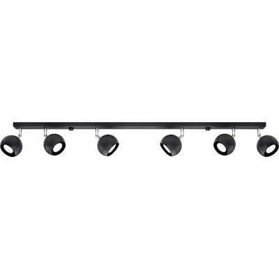 Faretto da interno Forma Sferica 120×15 cm. 6 faretti LED orientabili Soggiorno, camera da letto e atrio. Stile moderno. Acciaio. Colore nero