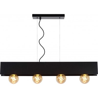 Hanging lamp 24W Extended Shape 130×84 cm. 4 points of light Living room, bedroom and lobby. Steel. Black Color