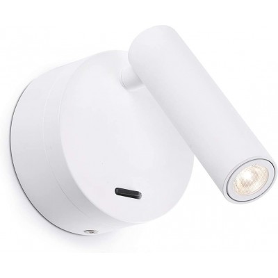 96,95 € Free Shipping | Indoor spotlight 3W 3000K Warm light. Cylindrical Shape 11×9 cm. LED. Additional reading light Bedroom. Aluminum and Glass. White Color