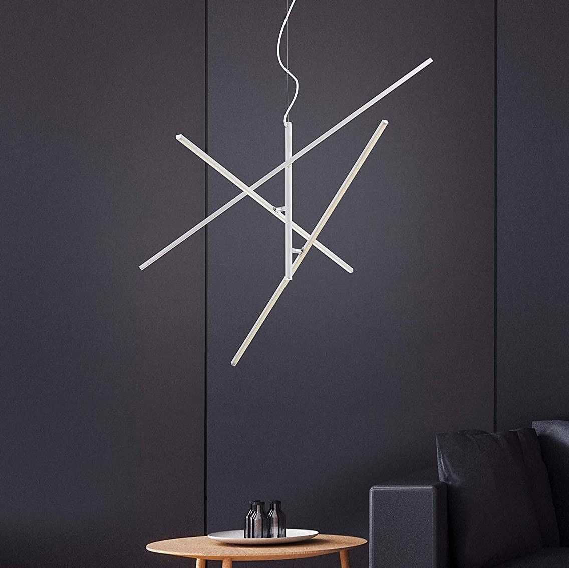 211,95 € Free Shipping | Chandelier Trio 8W 3000K Warm light. 150×60 cm. 3 points of light Metal casting. White Color