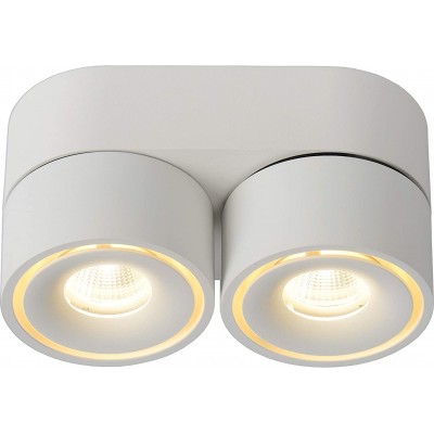 Indoor spotlight 16W Round Shape 16×8 cm. Double adjustable LED spotlight Living room, dining room and lobby. Modern Style. Aluminum. White Color