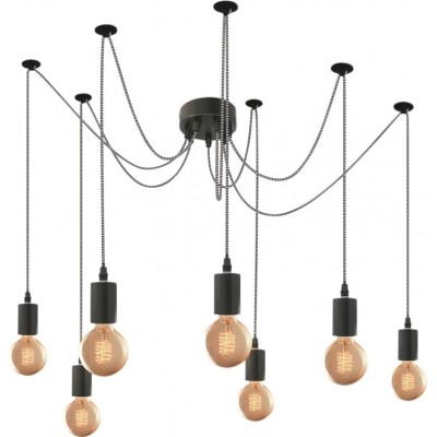 枝形吊灯 40W 球形 形状 1×1 cm. 7个光点 客厅, 饭厅 和 卧室. 金属 和 纺织品. 黑色的 颜色