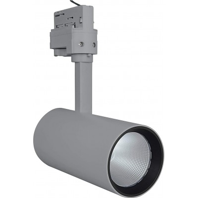 Projecteur d'intérieur 25W Façonner Cylindrique 26×8 cm. LED réglable. Installation dans le système voie-rail Salle, chambre et hall. Aluminium. Couleur gris