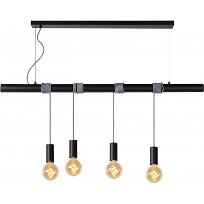 Lampe à suspension 240W 120×8 cm. 4 points lumineux à LED Métal. Couleur noir