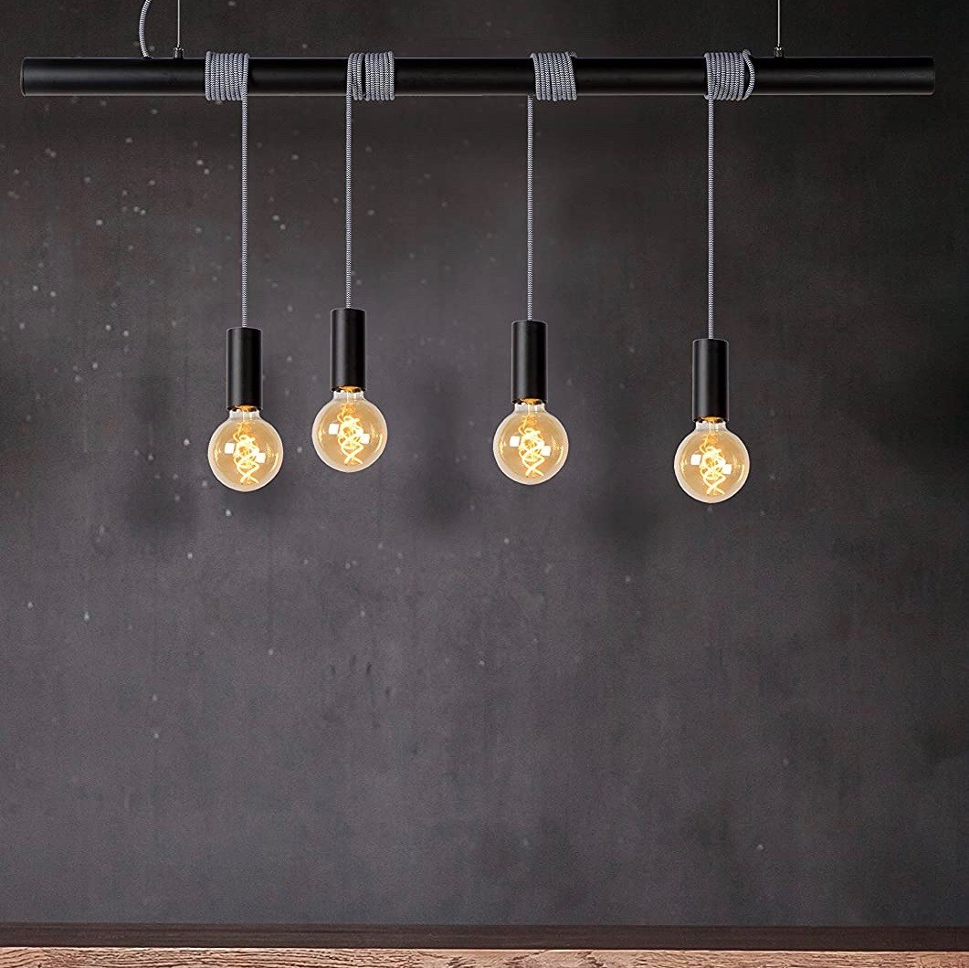 136,95 € Kostenloser Versand | Hängelampe 240W 120×8 cm. 4 LED-Lichtpunkte Metall. Schwarz Farbe