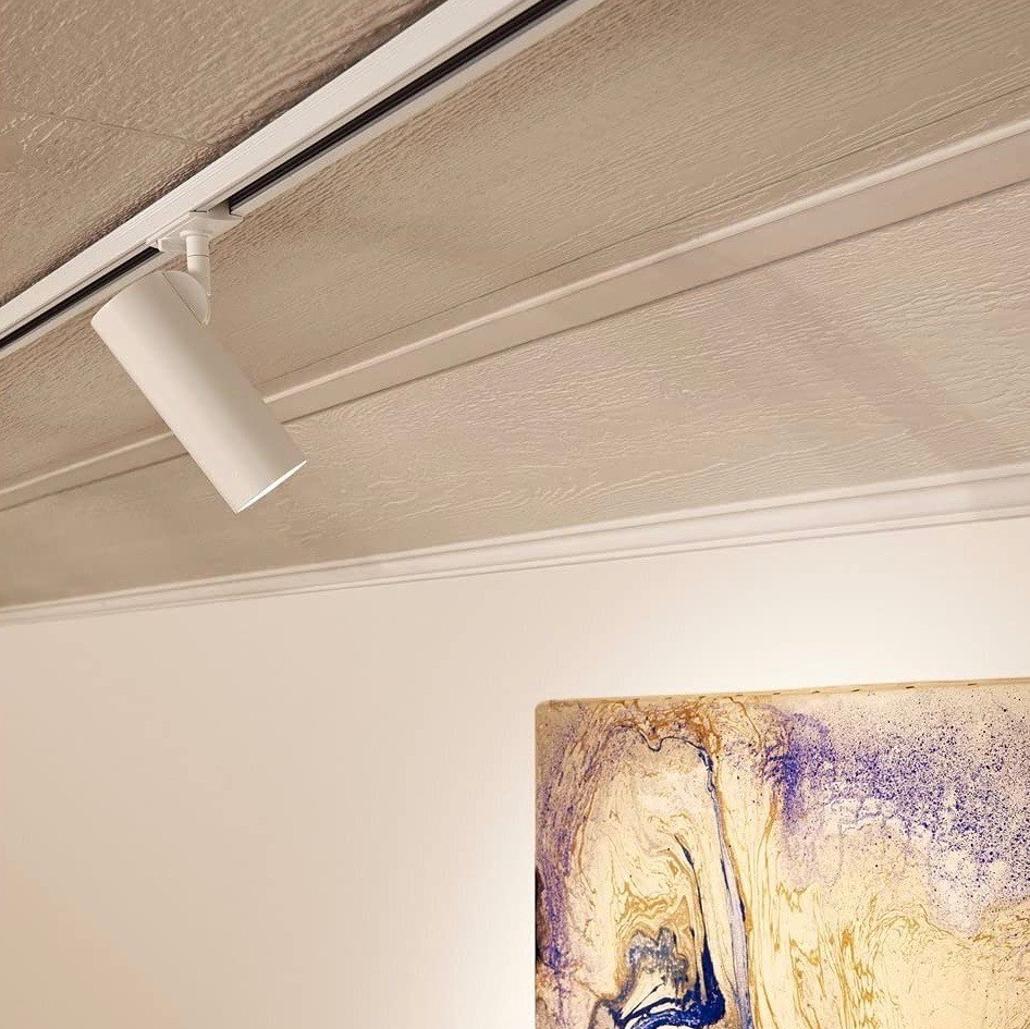 143,95 € Envío gratis | Foco para interior 14×12 cm. LED Orientable. Sistema monofásico de carril-riel Aluminio. Color blanco