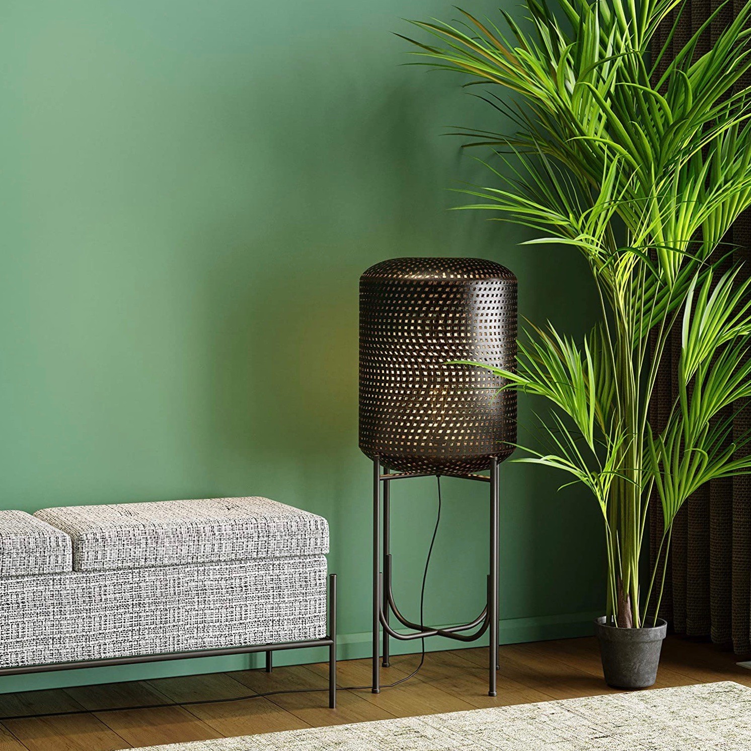 251,95 € Envio grátis | Luminária de piso 60W 100×38 cm. Aço. Cor preto