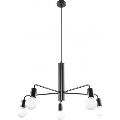 114,95 € Free Shipping | Chandelier 60W Spherical Shape 85×64 cm. 6 light points Living room, dining room and bedroom. Modern Style. Steel. Black Color