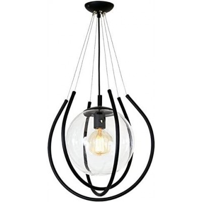 289,95 € Free Shipping | Hanging lamp 60W Spherical Shape 90×39 cm. Living room, dining room and lobby. Crystal, Metal casting and Glass. Black Color