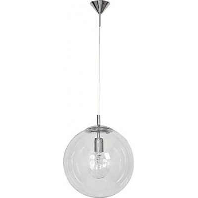 Lampe à suspension 60W Façonner Sphérique 90×30 cm. Salle, salle à manger et hall. Cristal et Métal. Couleur chromé