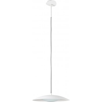 Hanging lamp 20W 3000K Warm light. Round Shape 40×40 cm. Extendable led Dining room, bedroom and lobby. Modern Style. Metal casting and Glass. White Color