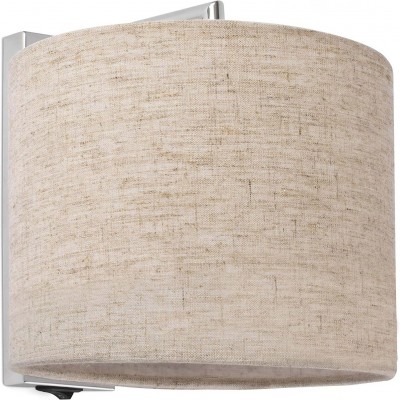99,95 € Free Shipping | Indoor wall light 60W Cylindrical Shape 25×21 cm. LED Living room, dining room and bedroom. Modern Style. Metal casting and Linen. Beige Color