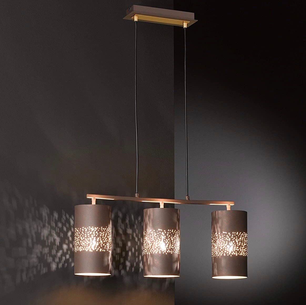 157,95 € Envoi gratuit | Lampe à suspension 120W 150×60 cm. Triple foyer Métal. Couleur marron