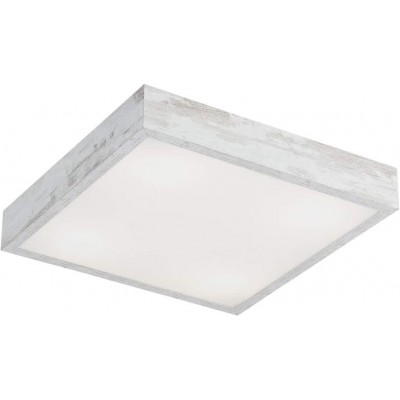 Indoor ceiling light Square Shape 30×30 cm. Living room, bedroom and lobby. Wood and Glass. White Color