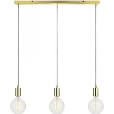 136,95 € Free Shipping | Hanging lamp 60W Spherical Shape 3 points of light Living room, bedroom and lobby. Modern Style. Metal casting. Brass Color