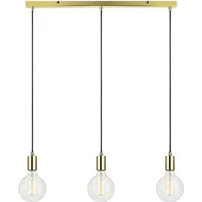 136,95 € Free Shipping | Hanging lamp 60W Spherical Shape 3 points of light Living room, bedroom and lobby. Modern Style. Metal casting. Brass Color