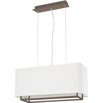 Lampe à suspension 20W Façonner Rectangulaire 60×28 cm. Salle, salle à manger et chambre. Style moderne. Aluminium, Métal et Textile. Couleur beige