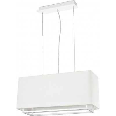 Lampe à suspension 20W Façonner Rectangulaire 60×28 cm. Salle, salle à manger et chambre. Style moderne. Aluminium, Métal et Textile. Couleur blanc