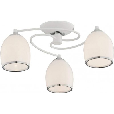 Lampe au plafond 60W 45×45 cm. Triple foyer Acier. Couleur blanc