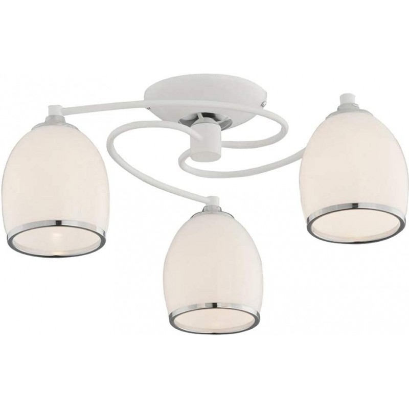 128,95 € Free Shipping | Ceiling lamp 60W 45×45 cm. Triple focus Steel. White Color