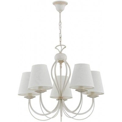 Chandelier 40W Conical Shape 73×50 cm. 5 spotlights Living room, bedroom and lobby. Classic Style. Metal casting. White Color