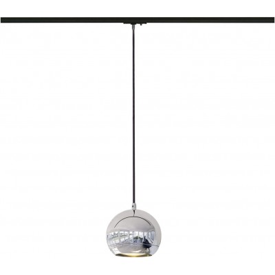 163,95 € Free Shipping | Hanging lamp Spherical Shape 19×17 cm. Adjustable LED. Installation in track-rail system Living room, bedroom and lobby. Steel. Plated chrome Color