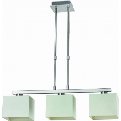 Lâmpada pendurada 40W 90×68 cm. 3 pontos de luz Aço, alumínio e têxtil. Cor branco
