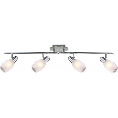 Indoor spotlight 40W Cylindrical Shape 89×17 cm. 4 adjustable spotlights Living room, dining room and lobby. Metal casting and Glass. Plated chrome Color