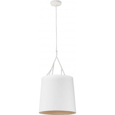 Hanging lamp 100W Cylindrical Shape Ø 29 cm. Living room, bedroom and lobby. Modern Style. Steel, Metal casting and Textile. White Color