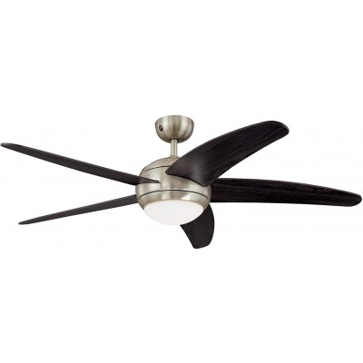 222,95 € Free Shipping | Ceiling fan with light 80W 132×132 cm. 5 vanes-blades. Remote control Living room, dining room and bedroom. Modern Style. Metal casting. Black Color