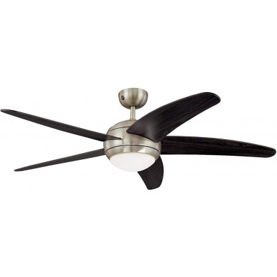 211,95 € Бесплатная доставка | Потолочный вентилятор с подсветкой 80W 132×132 cm. 5 лопаток-лопастей. Дистанционное управление Металл. Чернить Цвет
