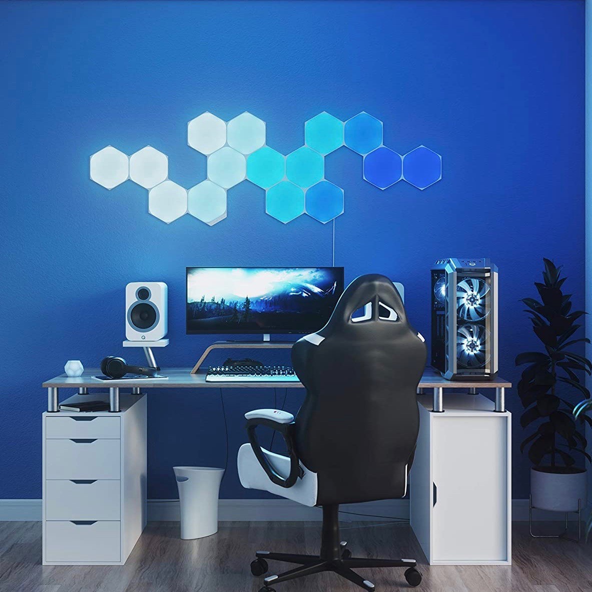 399,95 € Envío gratis | Caja de 15 unidades Iluminación decorativa 15W 41×31 cm. Paneles hexagonales de varios colores