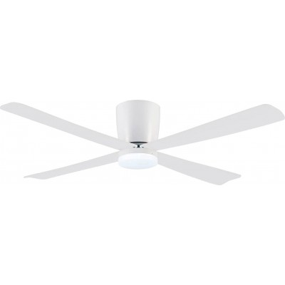 299,95 € Free Shipping | Ceiling fan with light 122×122 cm. 4 vanes-blades. 5 speeds. Remote control. Silent Abs and acrylic. White Color