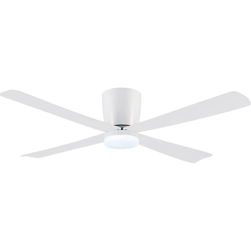 315,95 € Free Shipping | Ceiling fan with light 122×122 cm. 4 vanes-blades. 5 speeds. Remote control. Silent Living room, dining room and bedroom. Modern Style. ABS and Acrylic. White Color
