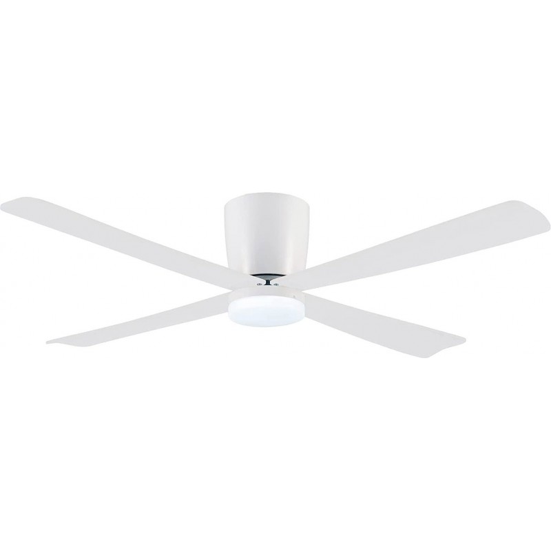 299,95 € Envio grátis | Ventilador de teto com luz 122×122 cm. 4 palhetas-lâminas. 5 velocidades. Controle remoto. silencioso Abs e acrílico. Cor branco