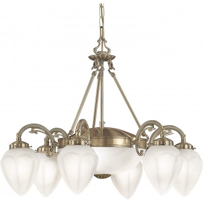 Lámpara de araña Eglo 60W 8 puntos de luz Salón, comedor y vestíbulo. Cristal y Metal. Color blanco