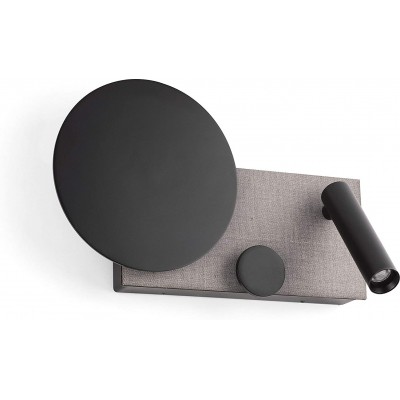 Aplique de pared interior 10W 2700K Luz muy cálida. Ø 15 cm. LED adicional para lectura Metal. Color gris