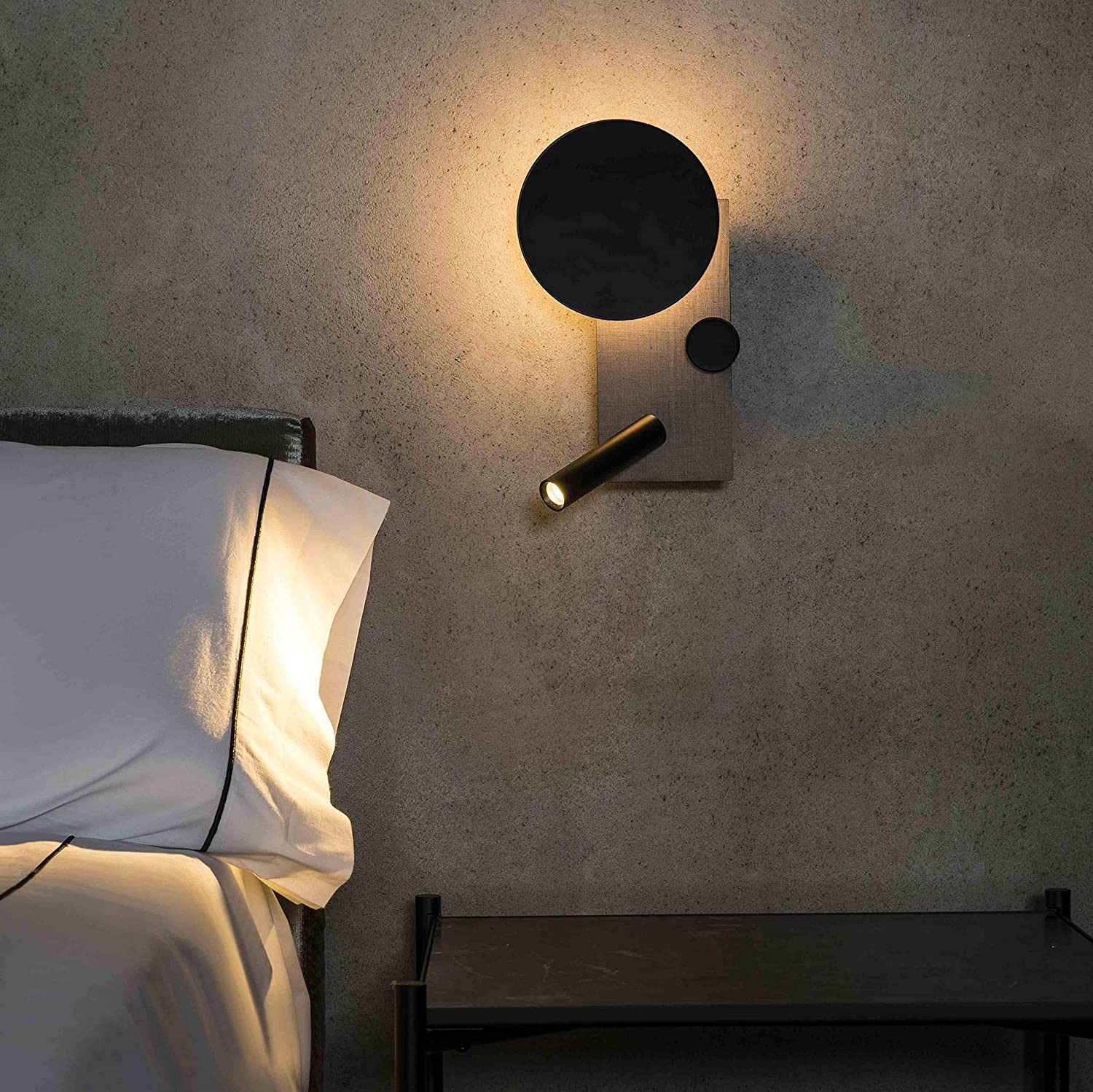 181,95 € Envío gratis | Aplique de pared interior 10W 2700K Luz muy cálida. Ø 15 cm. LED adicional para lectura Metal. Color gris