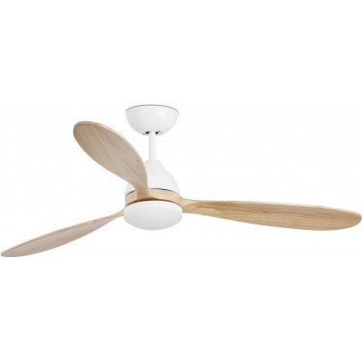 Ventilatore da soffitto con luce 15W Ø 132 cm. 3 pale. Illuminazione a LED Acciaio e legna. Colore marrone
