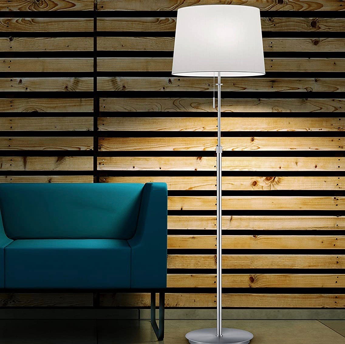 303,95 € Envío gratis | Lámpara de pie Trio 60W 5000K Luz neutra. 180×46 cm. LED Metal. Color níquel
