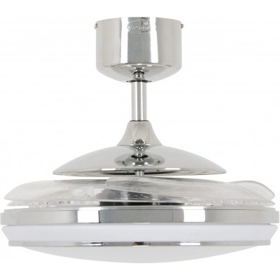 Ceiling fan with light 60W Round Shape 121×121 cm. Deployable blades-blades. LED lighting Living room, dining room and bedroom. Modern Style. Acrylic and Metal casting. Plated chrome Color
