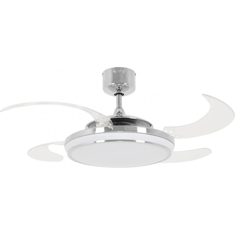 459,95 € Free Shipping | Ceiling fan with light 60W Round Shape 121×121 cm. Deployable blades-blades. LED lighting Living room, dining room and bedroom. Modern Style. Acrylic and Metal casting. Plated chrome Color